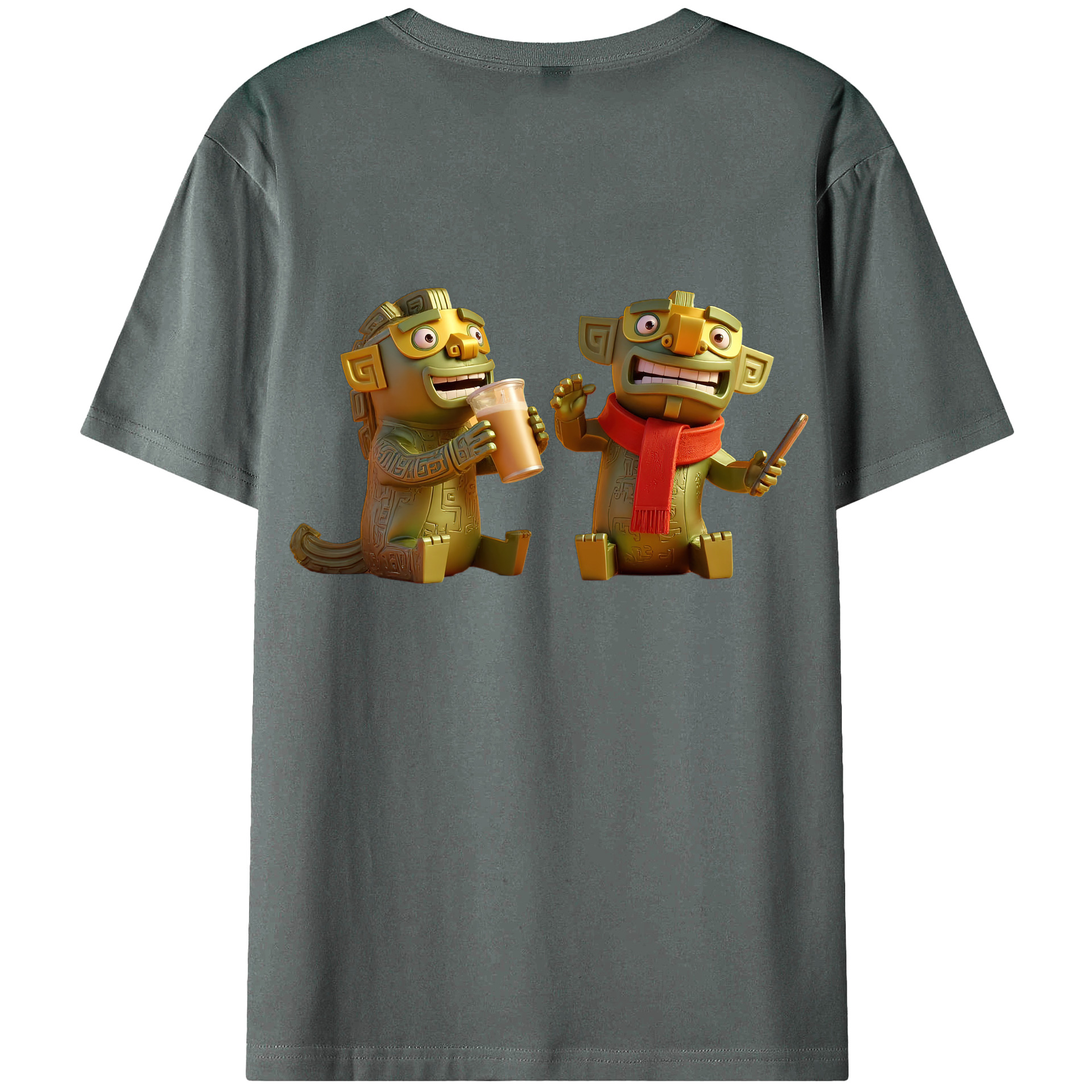 （画像用） Ne Zha 2 ナタ 魔童の大暴れ 綿100％ メンズ半袖Tシャツ（バックプリント） 通気性